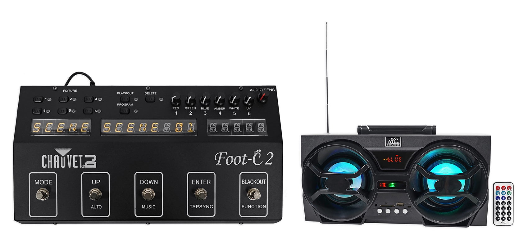 Chauvet DJ Foot C-2 36-Channel DMX Foot Controller, MIDI Input w/Display+Speaker