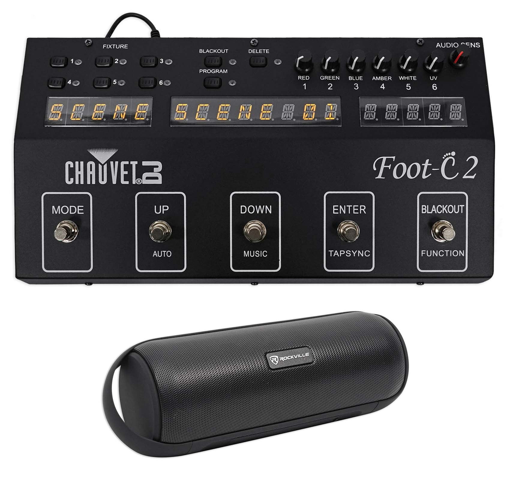 Chauvet DJ Foot C-2 36-Channel DMX Foot Controller, MIDI Input w/Display+Speaker