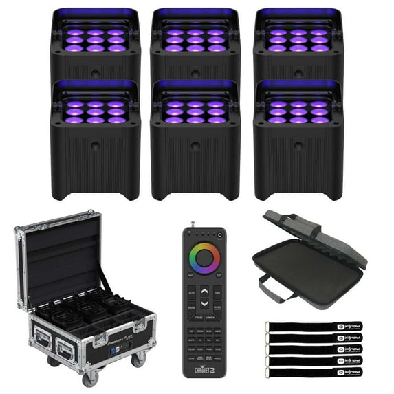 Chauvet DJ Freedom Flex H9 IP X6 Complete Up-Lighting Kit with Handheld Remote Control and EVA Case Package