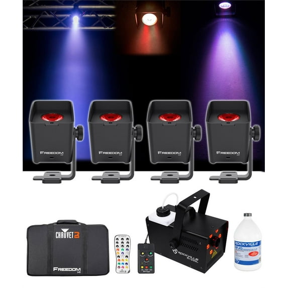 Chauvet DJ Freedom H1 X4 (4) Wireless Wash Lights+Bag+Charger+Remote+LED Fogger