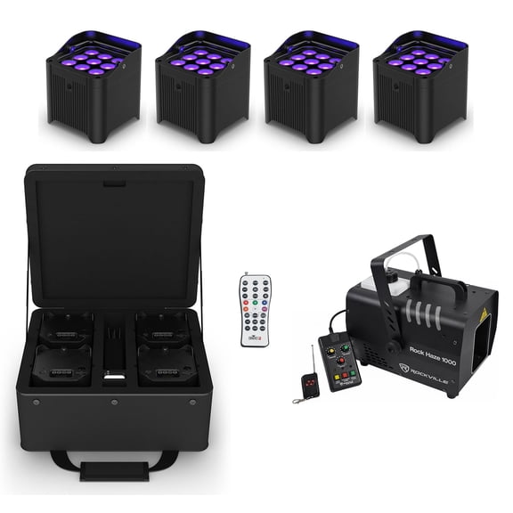 Chauvet DJ Freedom Par H9 IP X4 (4) Wireless DMX Battery Wash Lights+Bag+Hazer