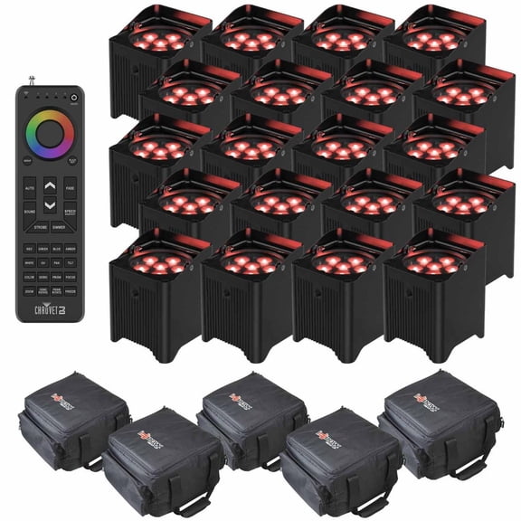Chauvet DJ Freedom Par T6 TRUE Wireless Tri-Color (RGB) LED Uplights Twenty Package with Handheld Remote