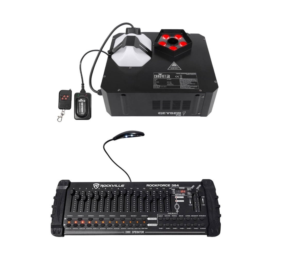 Chauvet DJ GEYSER P5 Fog Machine Fogger, RGBA+UV LED+384 Ch DMX Controller