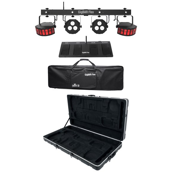 Chauvet DJ GigBAR Flex Lighting Kit w/2) Derby+2) Par Can Lights+Footswitch+Case