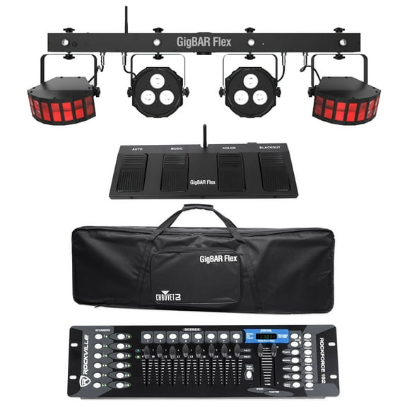 Chauvet DJ GigBAR Flex Lighting System w/Derby+Par Lights+Footswitch+Controller
