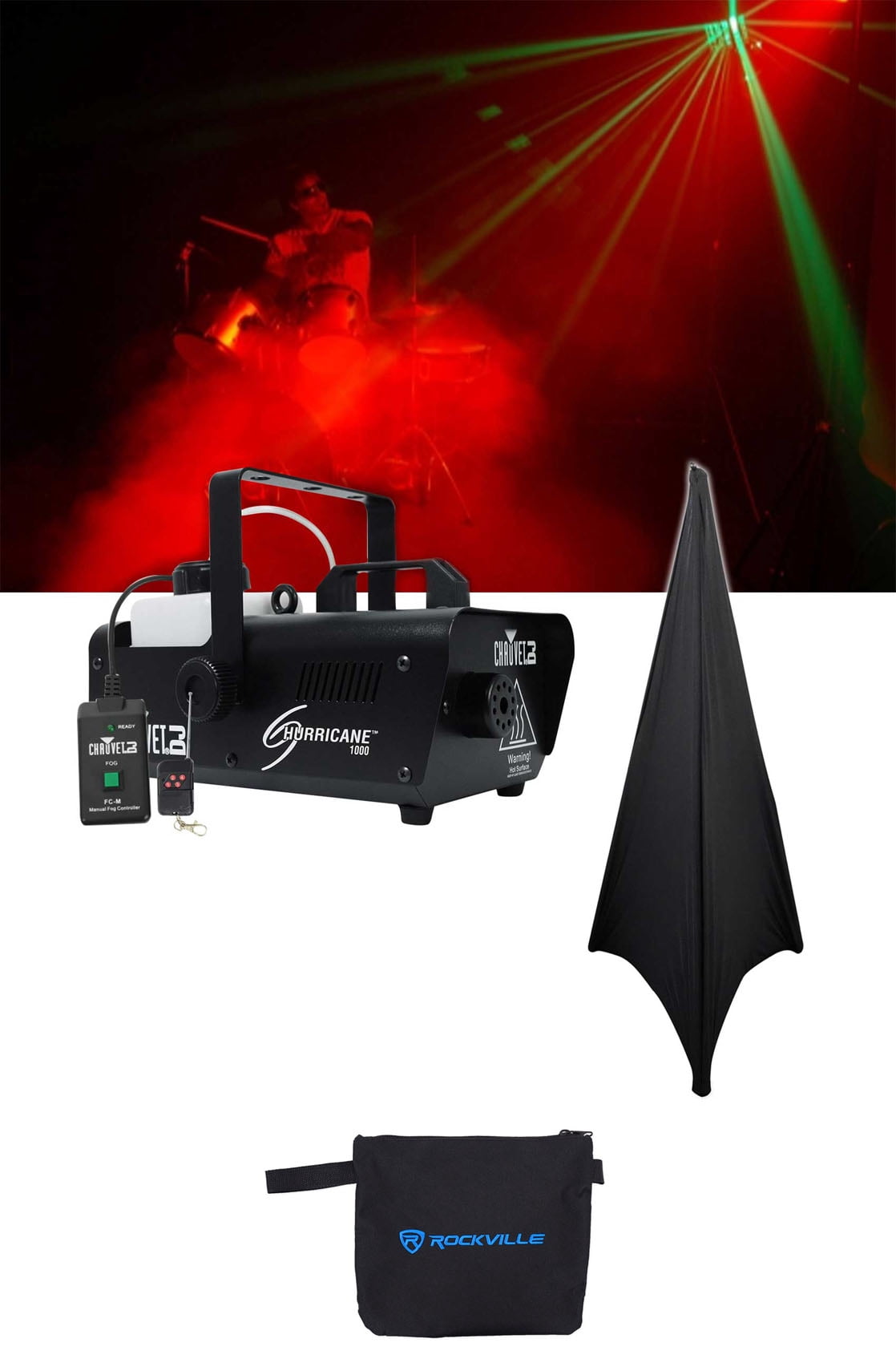 Chauvet DJ H1000 Hurricane 1000 Compact Fog Machine+Wired Remote-10,000 CFM