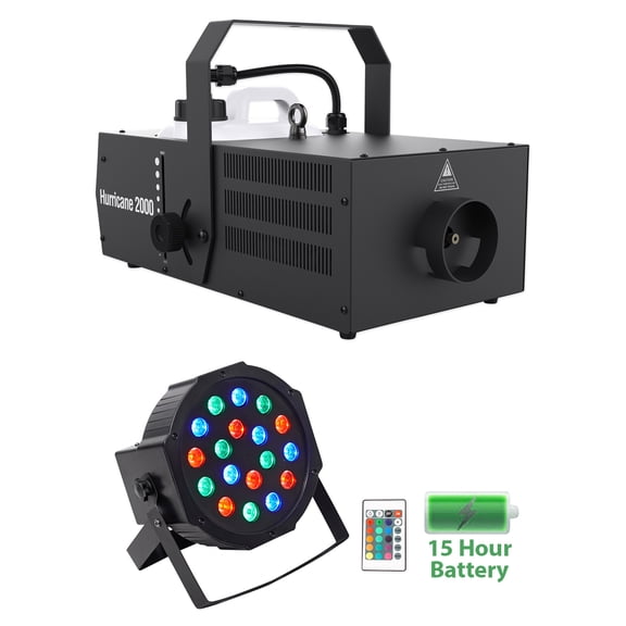 Chauvet DJ Hurricane 2000 Professional DMX Fog Machine Fogger+Battery Par Light