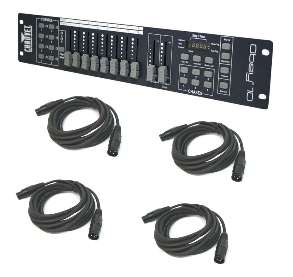 Chauvet DJ Lighting Obey 10 Compact 16Ch Stage Light Controller & (4) Dmx Cables