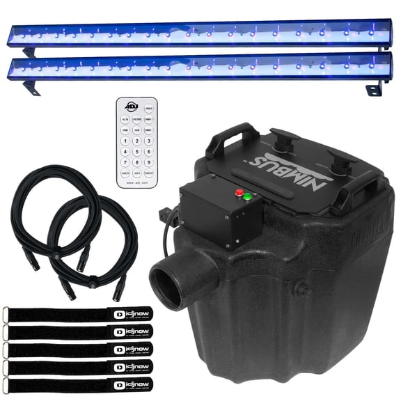 Chauvet DJ Nimbus Dry Ice Fog Machine with American DJ Eco UV Bar Plus IR Black Lights Package