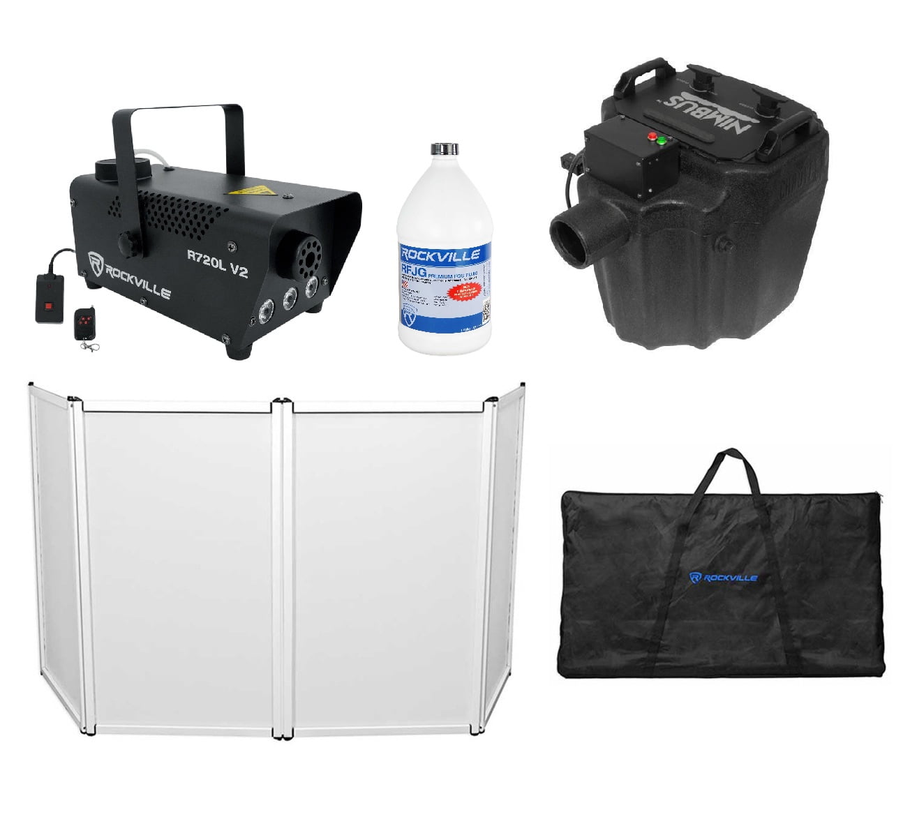 Chauvet DJ Nimbus Pro Plug/Play Dry Ice Fog Machine+DJ Facade+LED Fogger+Fluid