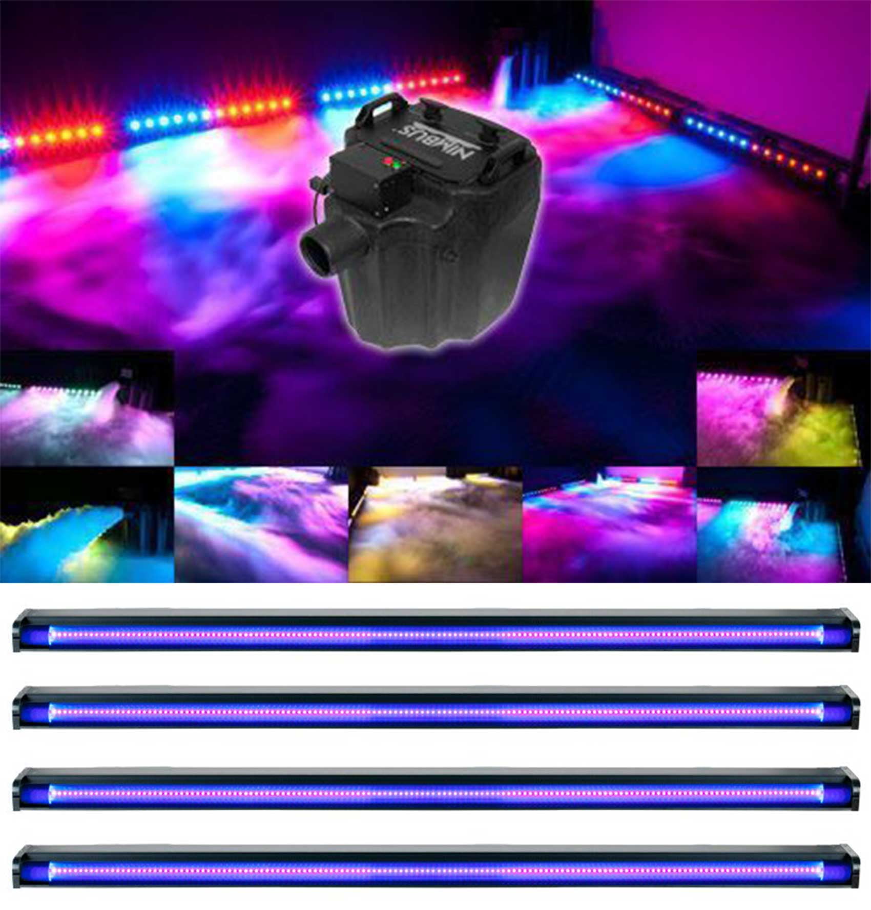 Chauvet DJ Nimbus Professional Dry Ice Fog Machine+(4) 48" Black Light Strips
