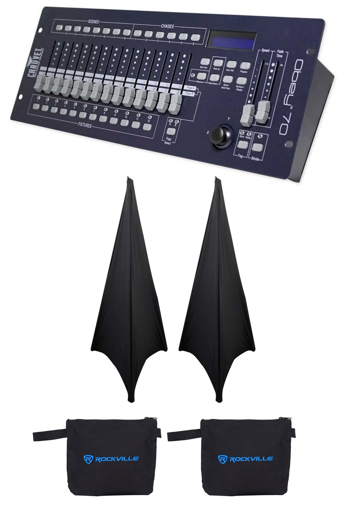 Chauvet DJ OBEY 70 Light/Fog DMX Lighting Controller+Sensitive Joystick+2 Scrims