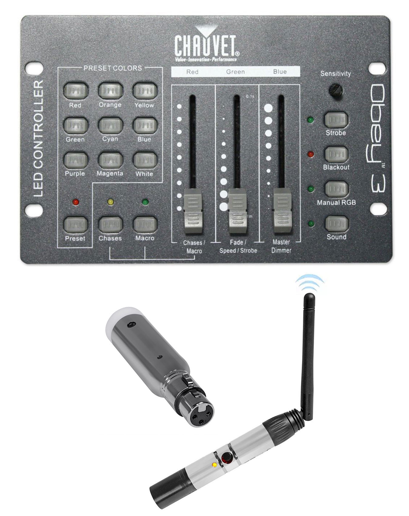 Chauvet DJ Obey 3 Channel Wireless DMX 512 Controller+Receiver+Transmitter
