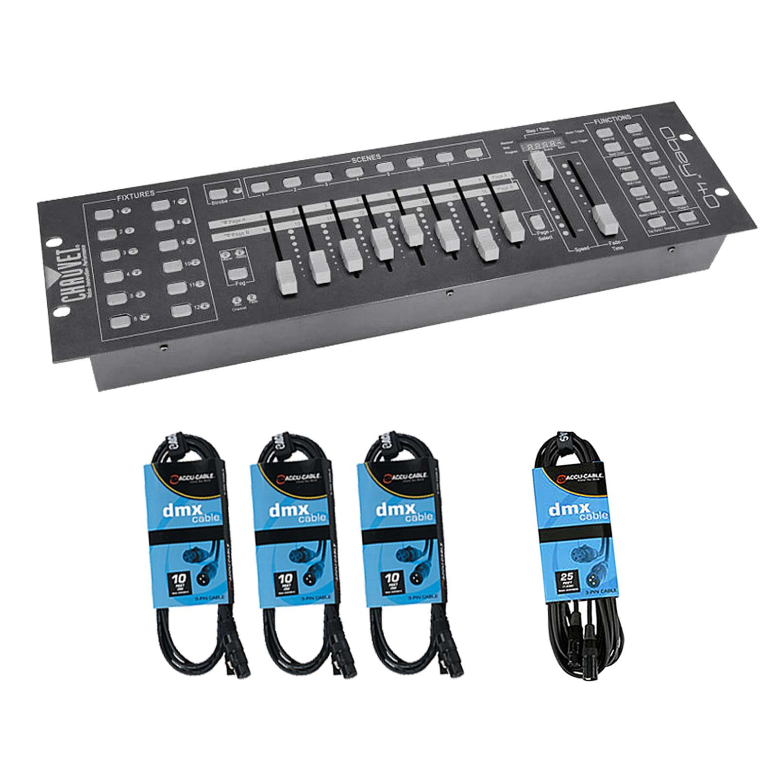 Chauvet DJ Obey 40 Lighting Controller w/DMX Cables Bundle