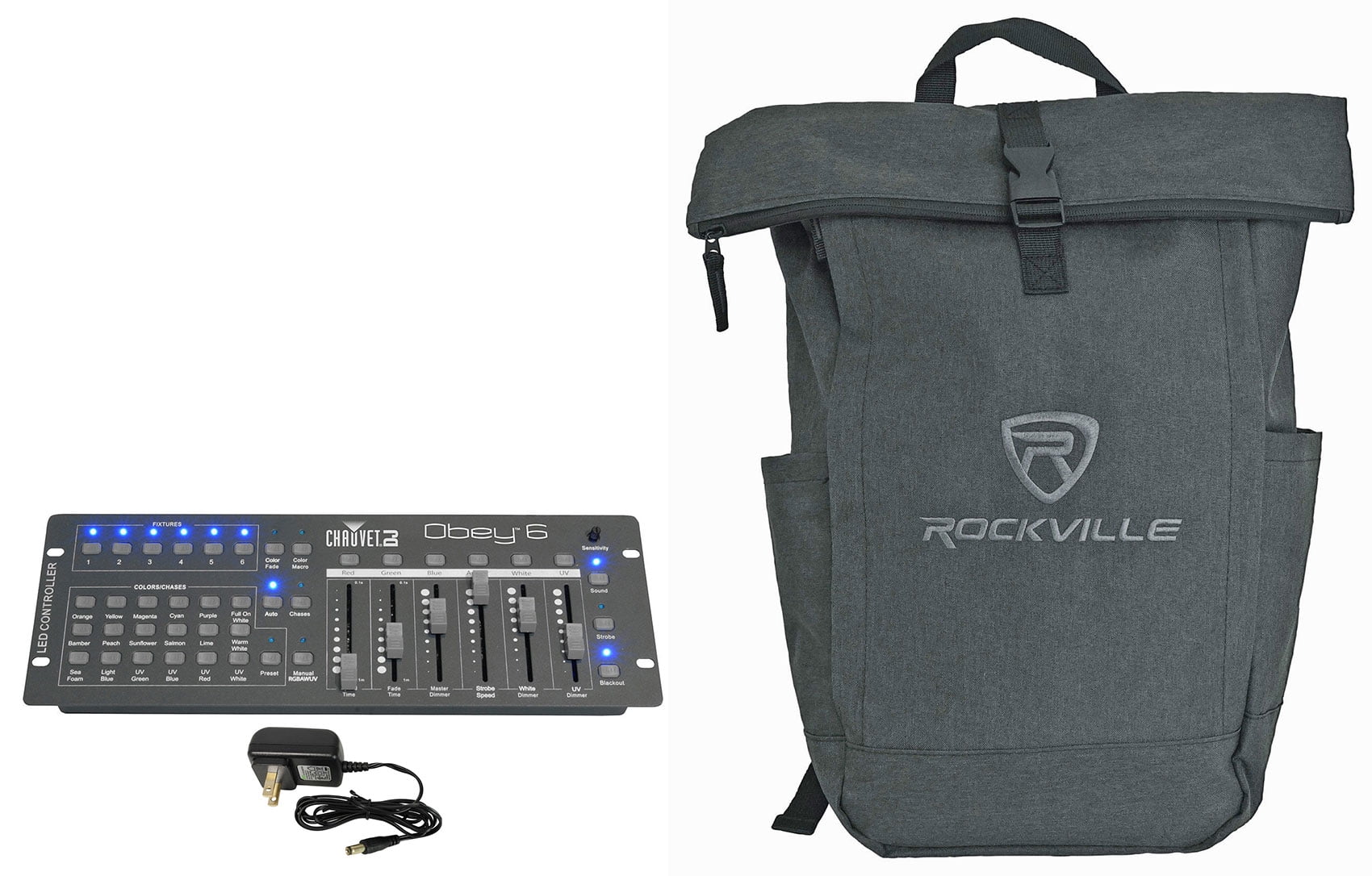Chauvet DJ Obey 6 Compact Universal 6 Channel DMX DJ MIDI FX Controller+Backpack