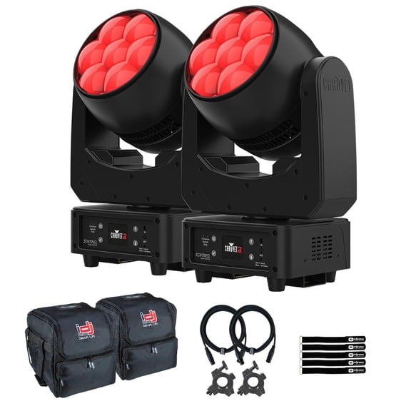Chauvet DJ Sentinel Wash Q7Z ILS LED Compact Moving Head Wash 2-Pack with Cases Package