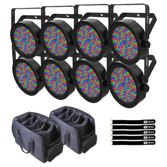 Chauvet DJ SlimPAR 56 ILS Compact RGB LED Par Wash Light 8-Pack with Bags Package