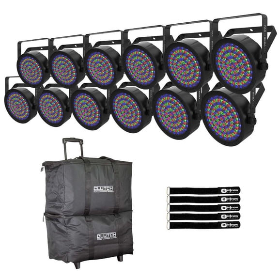 Chauvet DJ SlimPAR 64 RGBA ILS Compact Quad-Color LED Par Wash Light 12-Pack with Bags Package