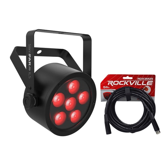 Chauvet DJ SlimPAR H6 ILS RGBAW+UV LED Par Can Party/Stage Wash Light+DMX Cable