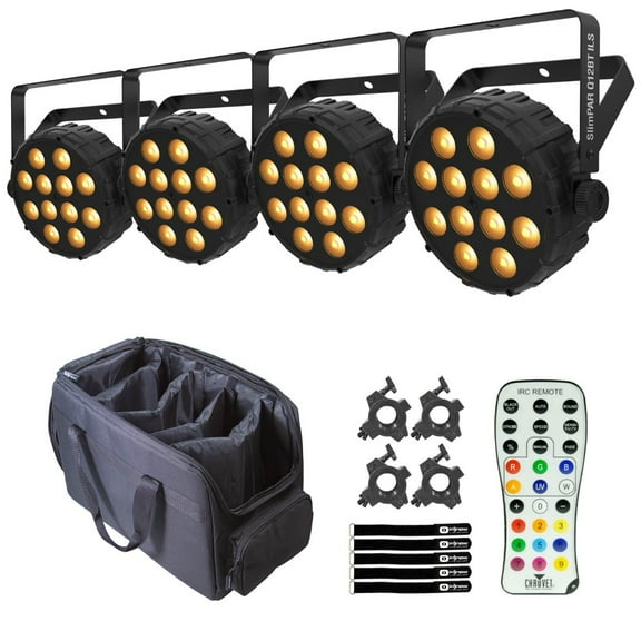 Chauvet DJ SlimPAR Q12 BT ILS RGBA LED Compact Par Wash Light 4-Pack with Bag Package