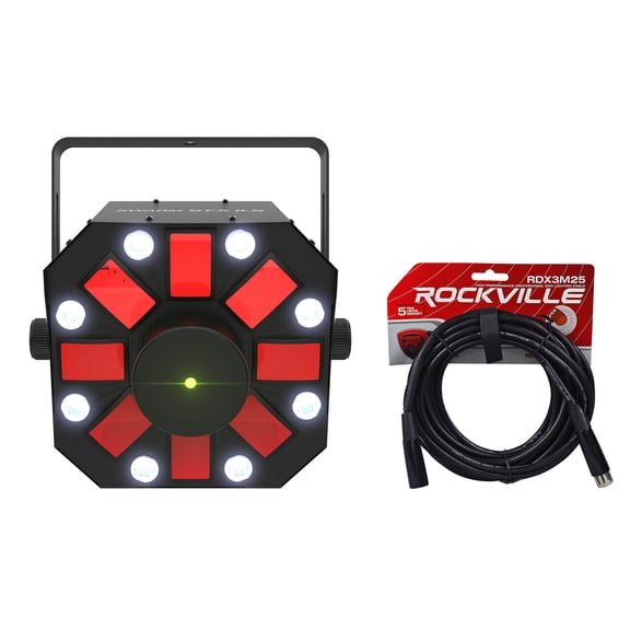 Chauvet DJ Swarm 5 FX ILS RGBAW LED Rotating Derby/Laser/Strobe Light+DMX Cable