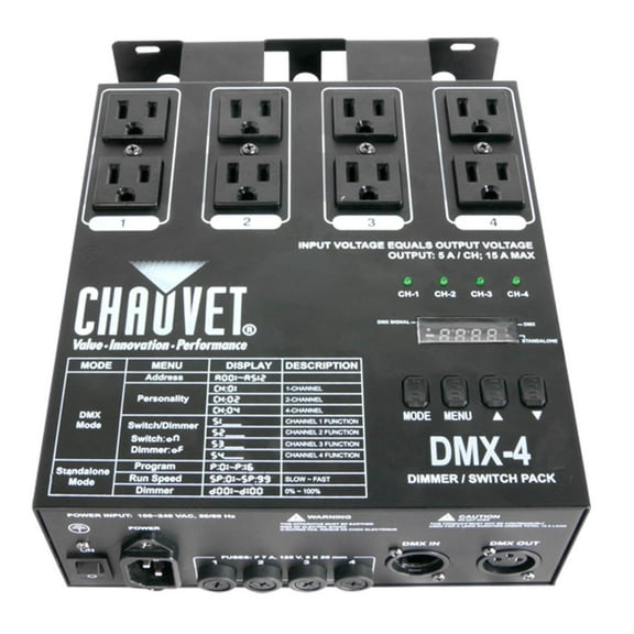 Chauvet DMX-4 4 Channel DMX-512 DJ Dimmer/Switch Relay Pack Light Controller
