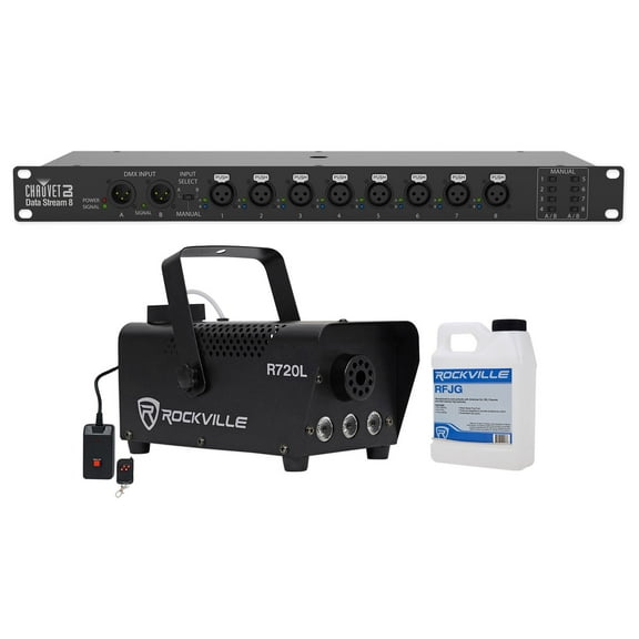 Chauvet Data Stream 8 DMX Splitter To Distribute+Boost Signals+LED Fog Machine