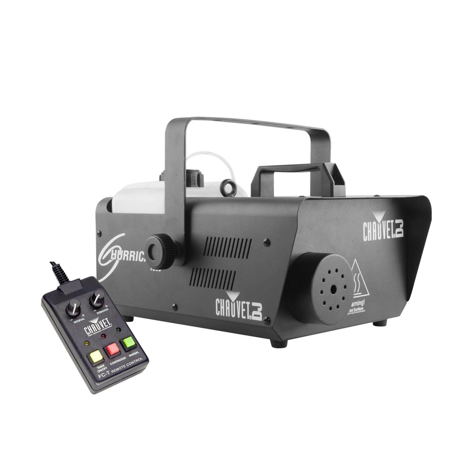 Compact High-Output Black Hurricane 1600 Fog Machine with DMX Control