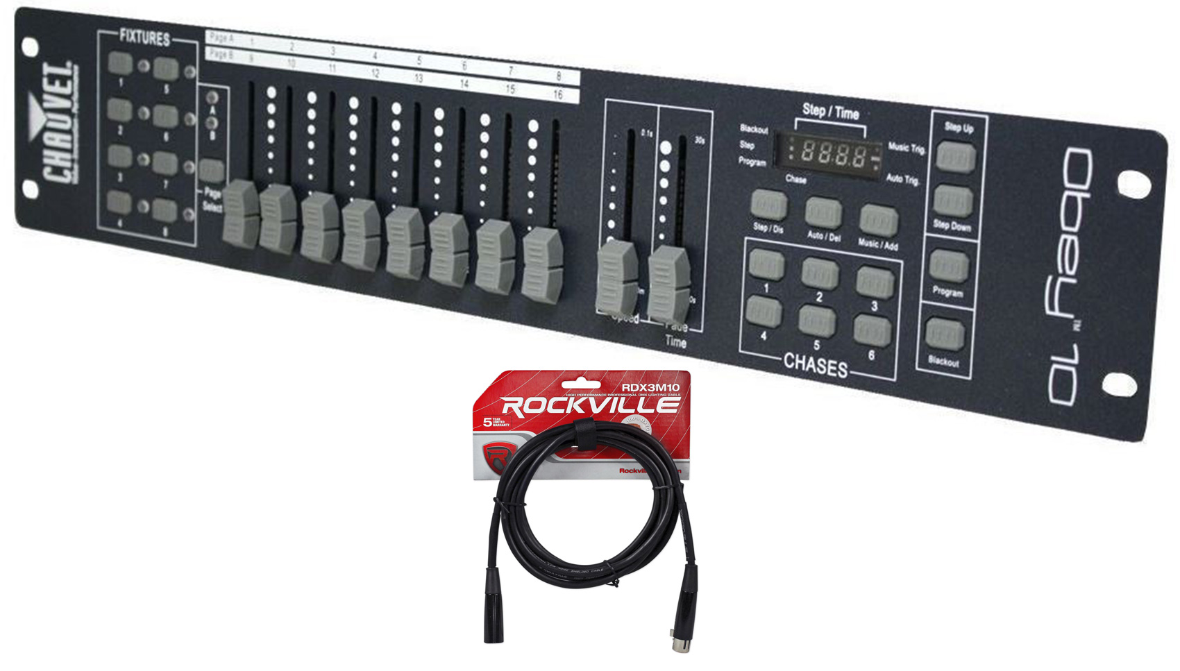 Chauvet OBEY10 DMX 512 2U Light Controller OBEY 10 +FREE 10' Foot DMX Cable