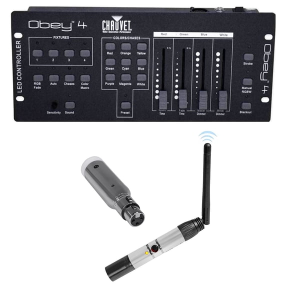 Chauvet Obey 4 Channel Wireless DMX-512 Light Controller+Receiver+Transmitter