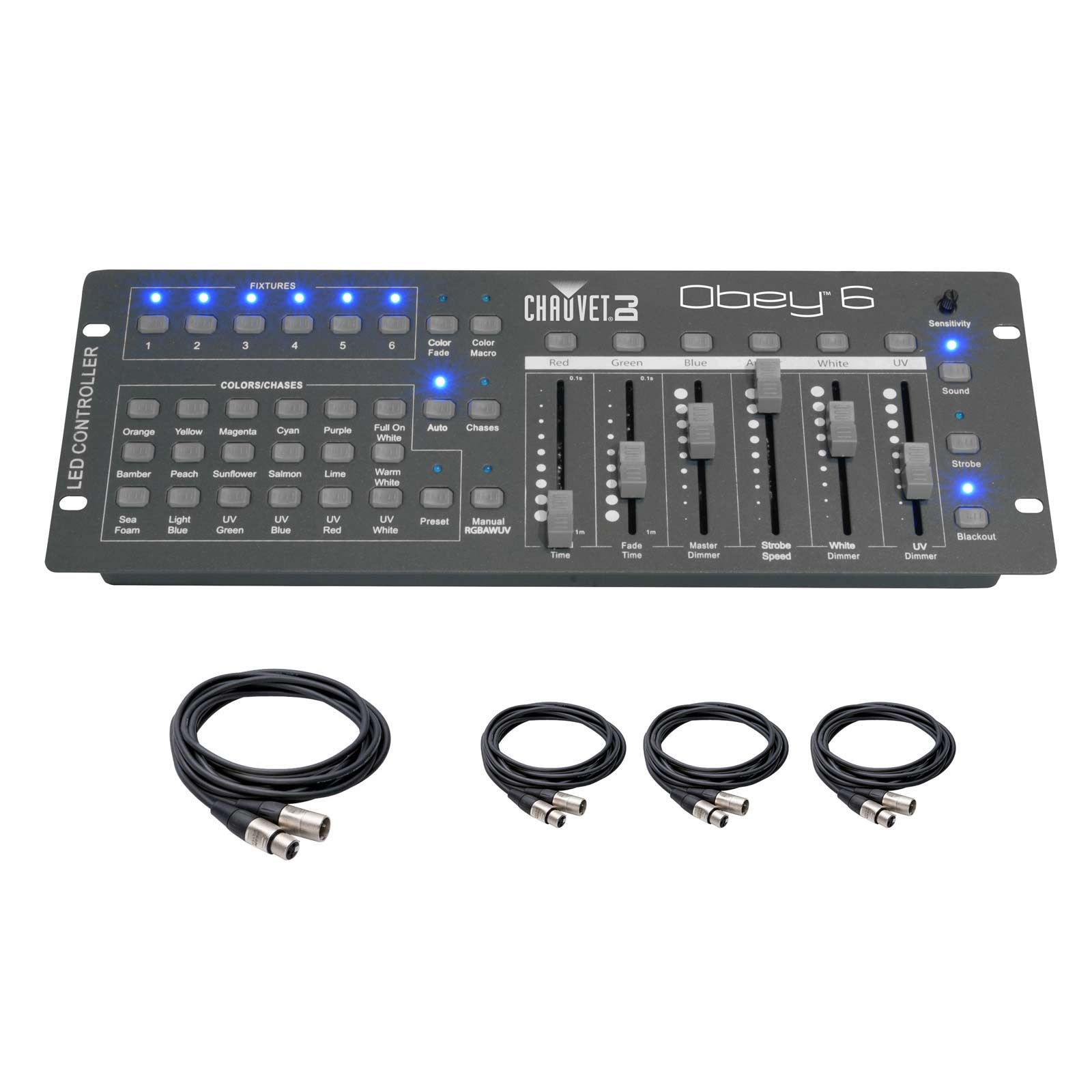 Chauvet Obey 6 DMX Controller & DMX Cables Bundle