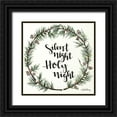 thumbnail image 1 of Chavez, April 15x15 Black Ornate Wood Framed with Double Matting Museum Art Print Titled - Silent Night Pinecone Wreath, 1 of 4