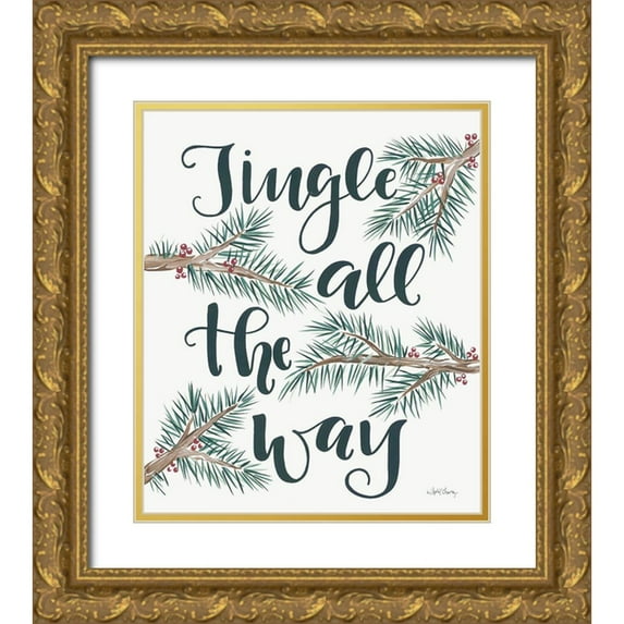 Chavez, April 15x17 Gold Ornate Wood Framed with Double Matting Museum Art Print Titled - Jingle All the Way