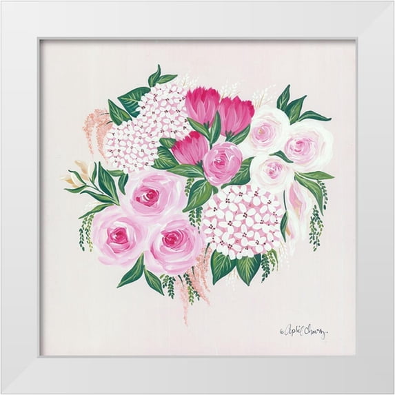 Chavez, April 26x26 White Modern Wood Framed Museum Art Print Titled - Blush Bouquet