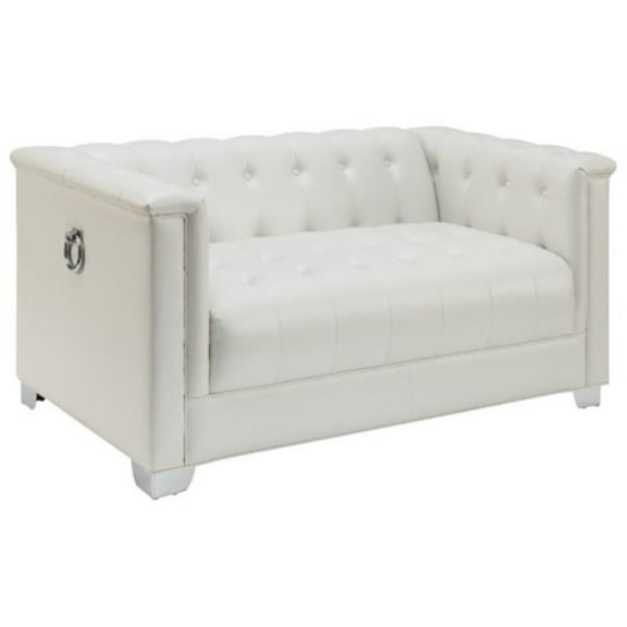 Chaviano Upholstered Track Arm Loveseat Pearl White