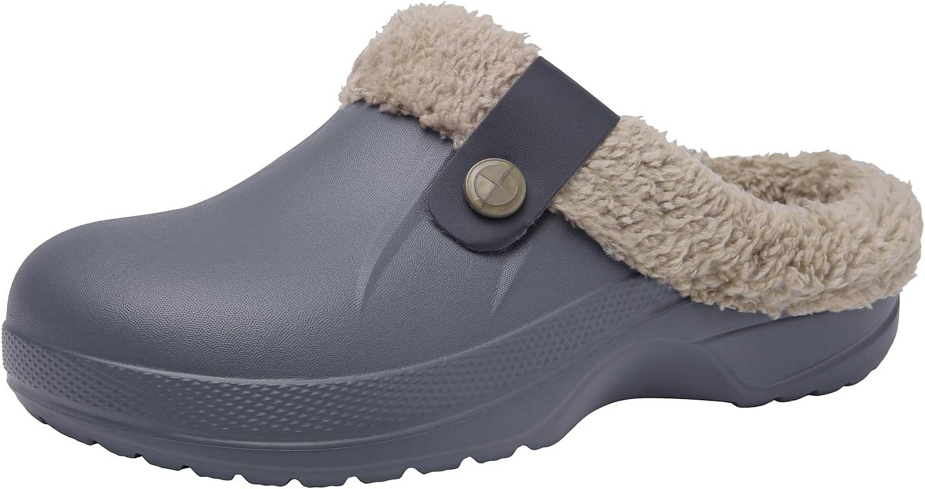 Grey Crocs Men Fur ChayChax Waterproof Slippers: Fur Lined