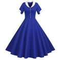 thumbnail image 1 of Chbgutlmr 1950s Dress for Women Short Sleeve Lapel Button Midi Dress Casual Vintage Elegant Cocktail Party Dress, 1 of 9