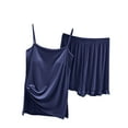 thumbnail image 1 of Chbgutlmr 2 Piece Pajamas for Women Sets Scoop Neck Sleeveless Side Split Tops Elastic Waisted Shorts Outfits, 1 of 4