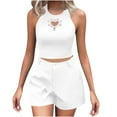 thumbnail image 1 of Chbgutlmr 2 Piece Set for Women Summer Round Neck Sleeveless Tank Top Button Shorts with Pocket Set Fashion Outfit, 1 of 8