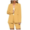 thumbnail image 1 of Chbgutlmr 2 Piece Sets for Women Dressy Long Sleeve Open Front Blazer with Shorts Business Casual Suits Set, 1 of 9
