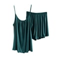 thumbnail image 1 of Chbgutlmr 2 Piece Sets for Women Pajamas Ruched Scoop Neck Camisole Ruched Elastic Waisted Shorts Homewear Outfits, 1 of 3
