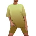 thumbnail image 1 of Chbgutlmr 2 Piece Women Summer Outfits Crewneck 1/2 Sleeve Loose Tshirts Slim Shorts Gradient Color Casual Sets, 1 of 5