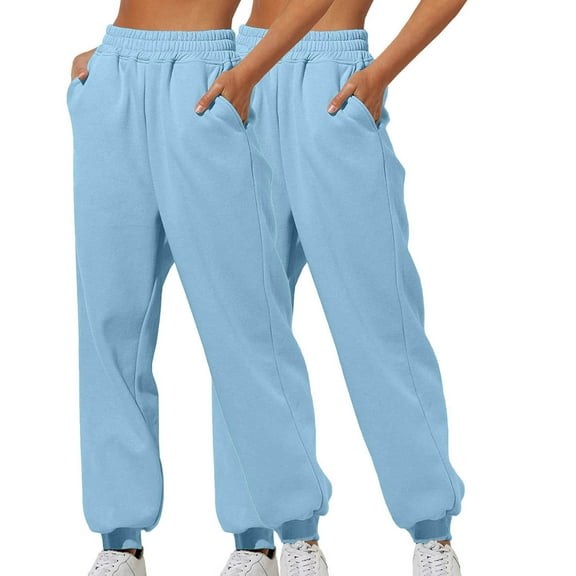 Chbgutlmr 2PC Sweatpants for Women Elastic High Waisted Athletic Joggers Comfy Cinch Bottom Sweatpants