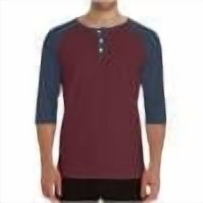 Chbgutlmr 3/4 Length Sleeve Tops for Men Notched V Neck Color Block Drop Shoulder Shirts Casual Comfy Tops