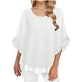 thumbnail image 1 of Chbgutlmr 3/4 Length Sleeve Womens Tops Ruffle Double Layer Casual Blouses Solid Color Crewneck Flowy Tops, 1 of 7