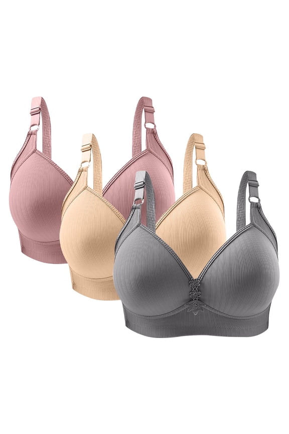 3 PC Bras for Women No Underwire Push up Bra Adjustable Straps No Underwire Bras Full Coverage Everday Bra