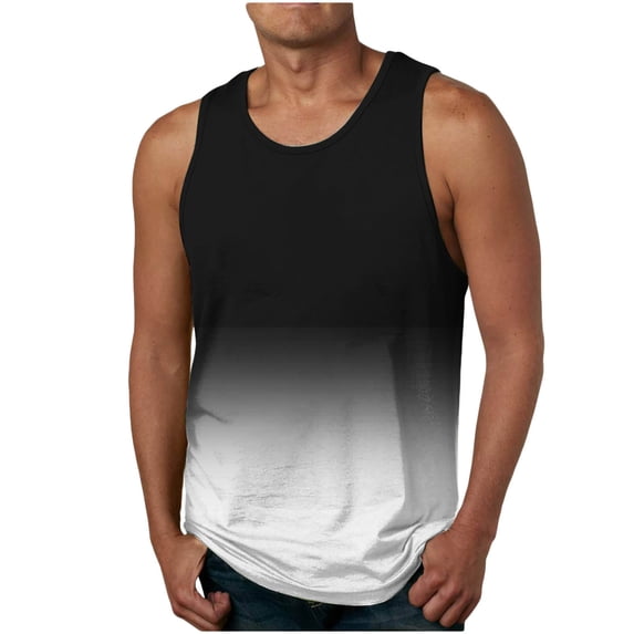Chbgutlmr Athletic Gym Tank Tops for Men Sleeveless Crew Neck Gradient Color Tee Shirts Casual Summer Workout Shirts