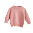thumbnail image 1 of Chbgutlmr Baby Boy Girl Clothes Knit Sweater Kids Crewneck Long Sleeve Pullover Solid Color Fall Winter Tops, 1 of 3