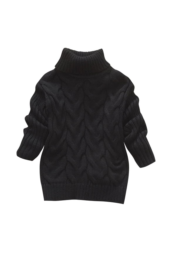 Baby Boy Girls Clothes Knit Cable Turtleneck Tops Winter Kids Warm High Neck Solid Color Sweaters