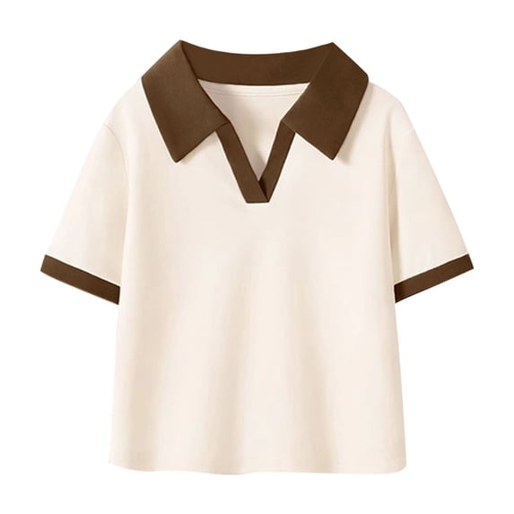 Chbgutlmr Baby Boy Girls Clothes Lapel V Neck Tee Shirts Kids Unisex Short Sleeve Color Block Summer Blouses